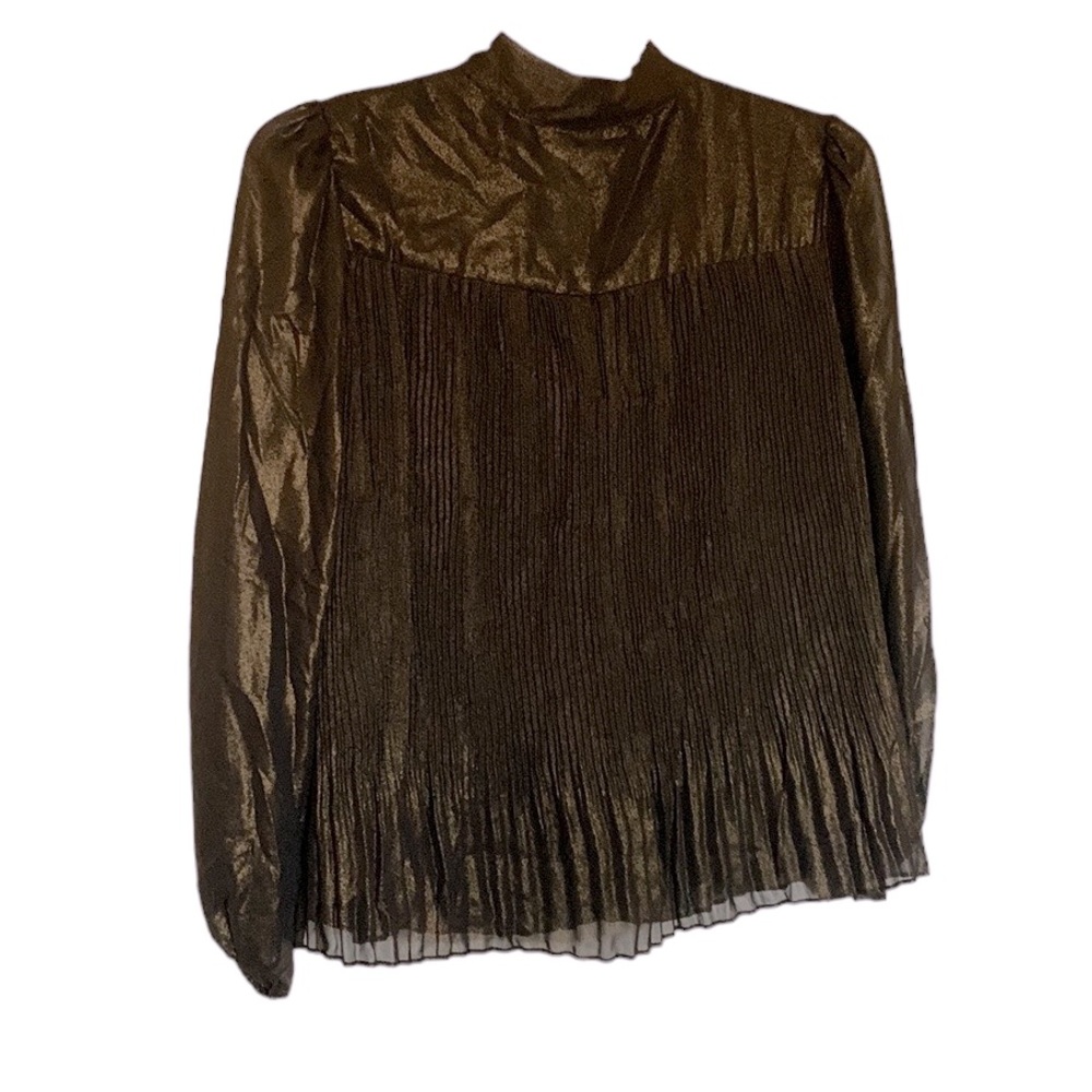 Nanette Lepore Black and Gold NWT top with pleated accents - Picture 4 of 8
